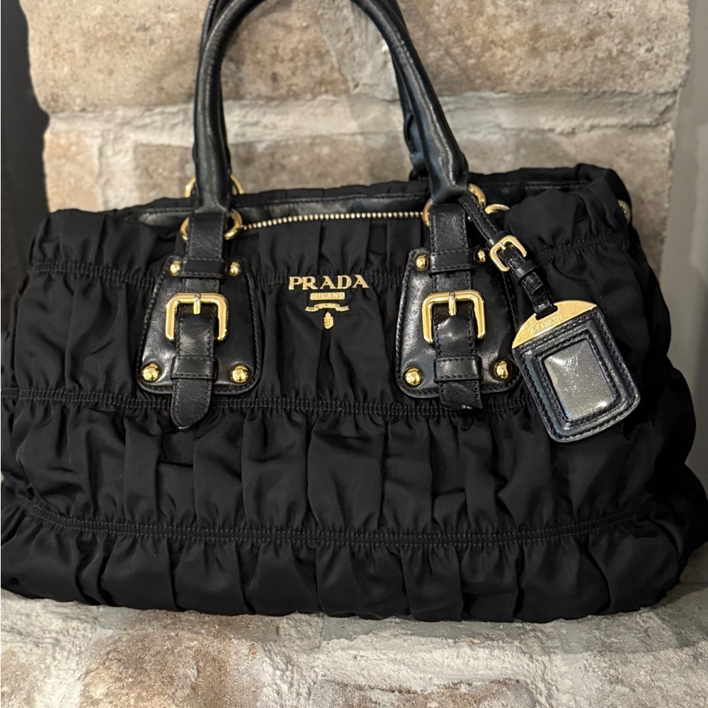 Prada Satchel Tessuto Gaufre Convertible Bag